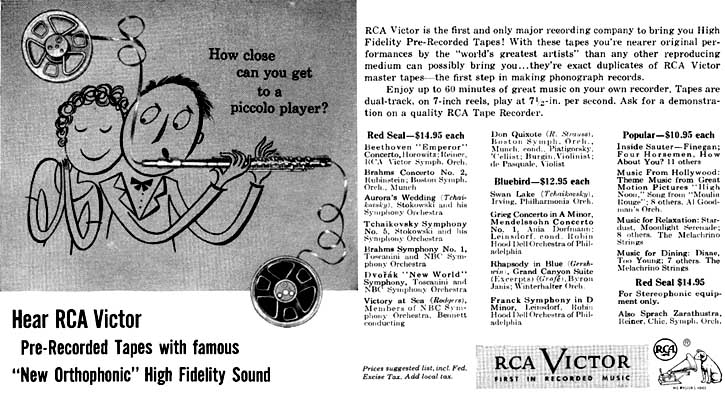RCA Victor pre-recorded 2-Track Stacked or In-Line STEREO Reel-to-Reel tapes  1954-56